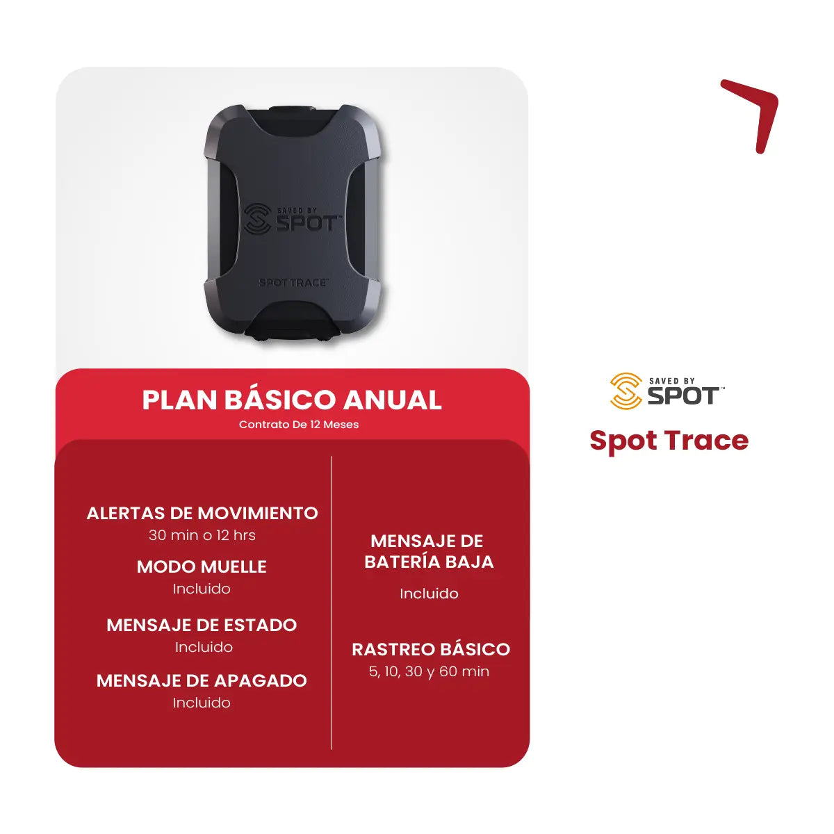 Plan básico anual para GPS tracker satelital Spot Trace