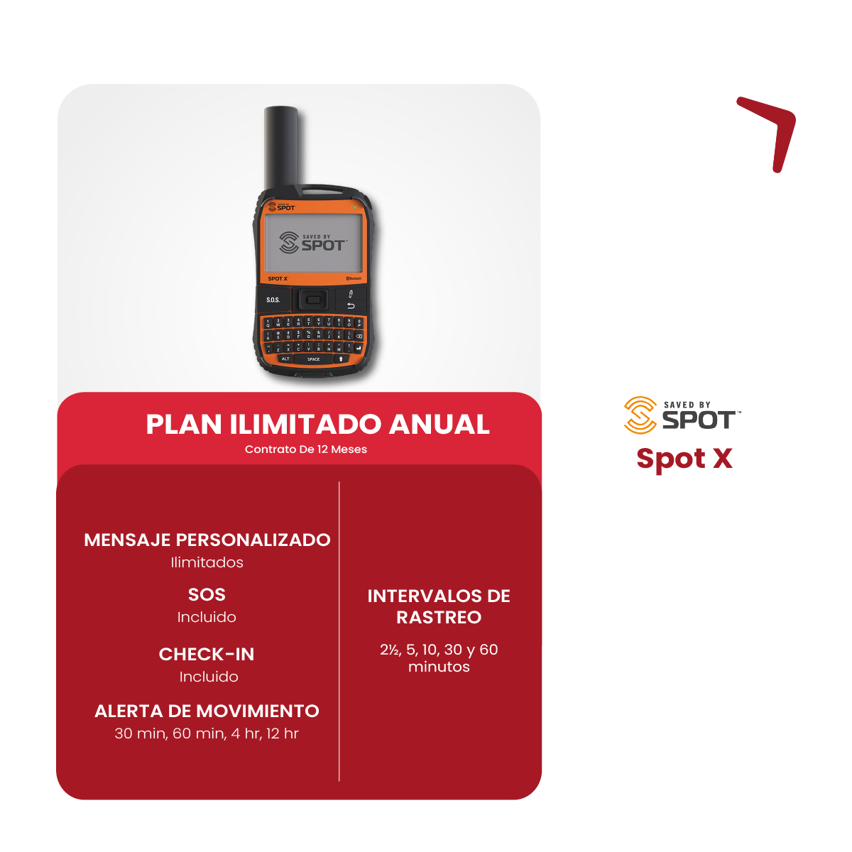Plan anual para GPS Tracker satelital Spot X