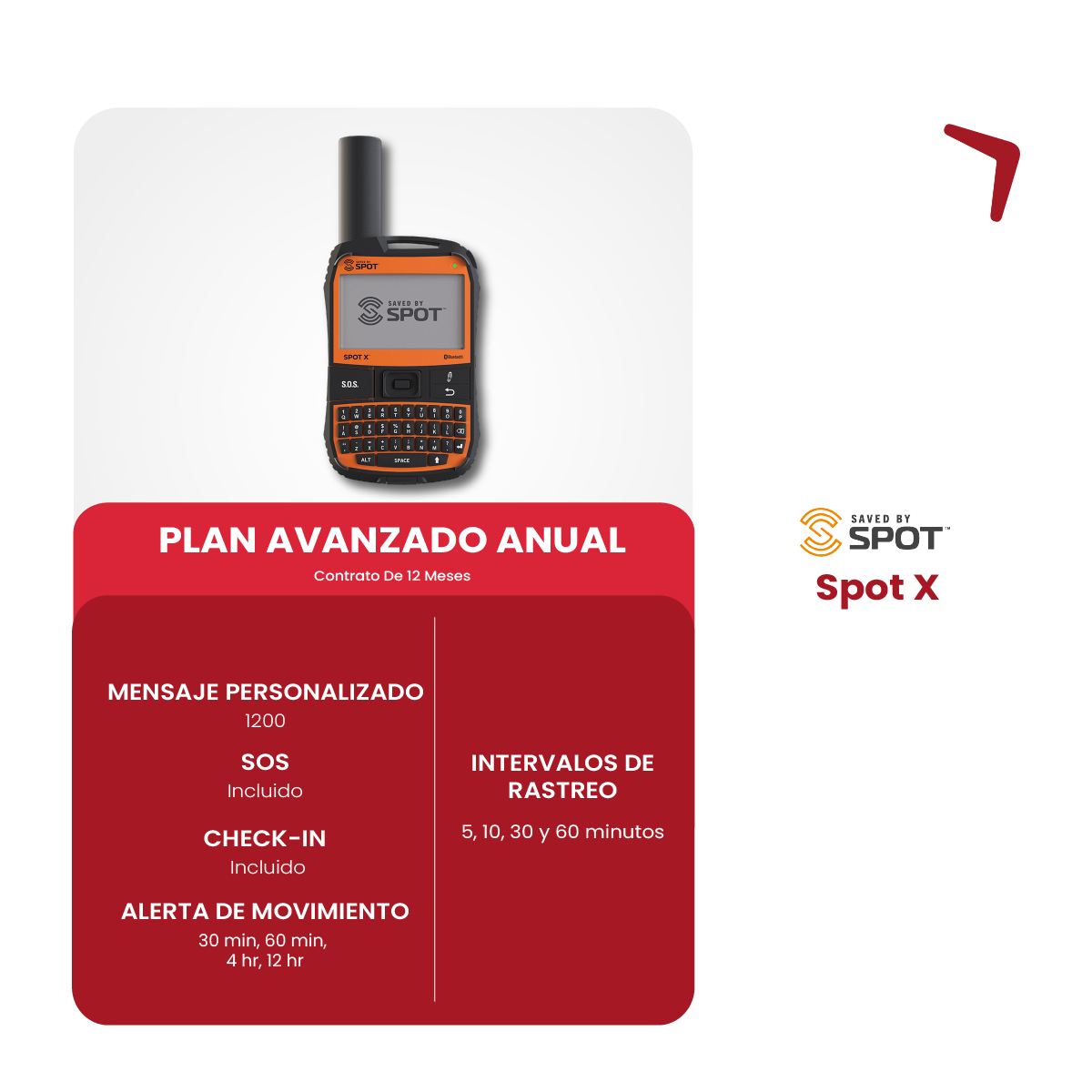 Plan anual para GPS Tracker satelital Spot X