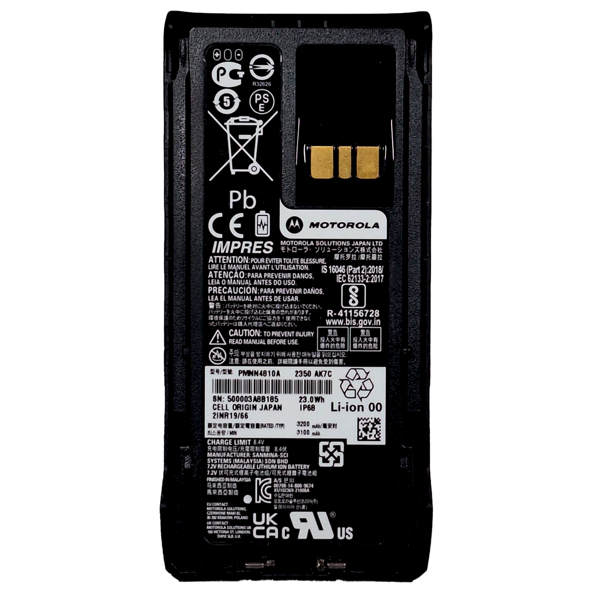 Bateria Motorola PMNN4810 para Radio Portatil R7 3200 mAh Intrinsecamente segura