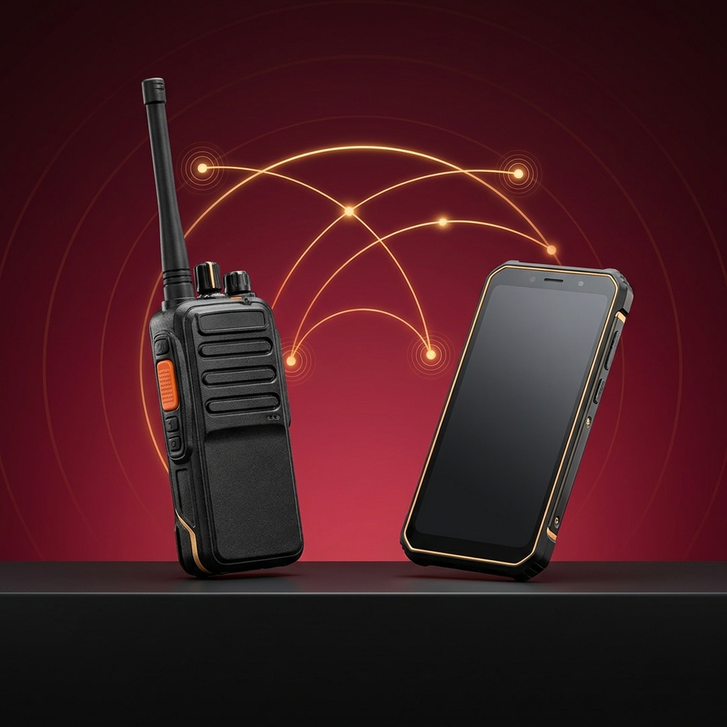 Licencia POCSTAR: radio POC y smartphone conectados con comunicación PTT de grupo sobre red celular