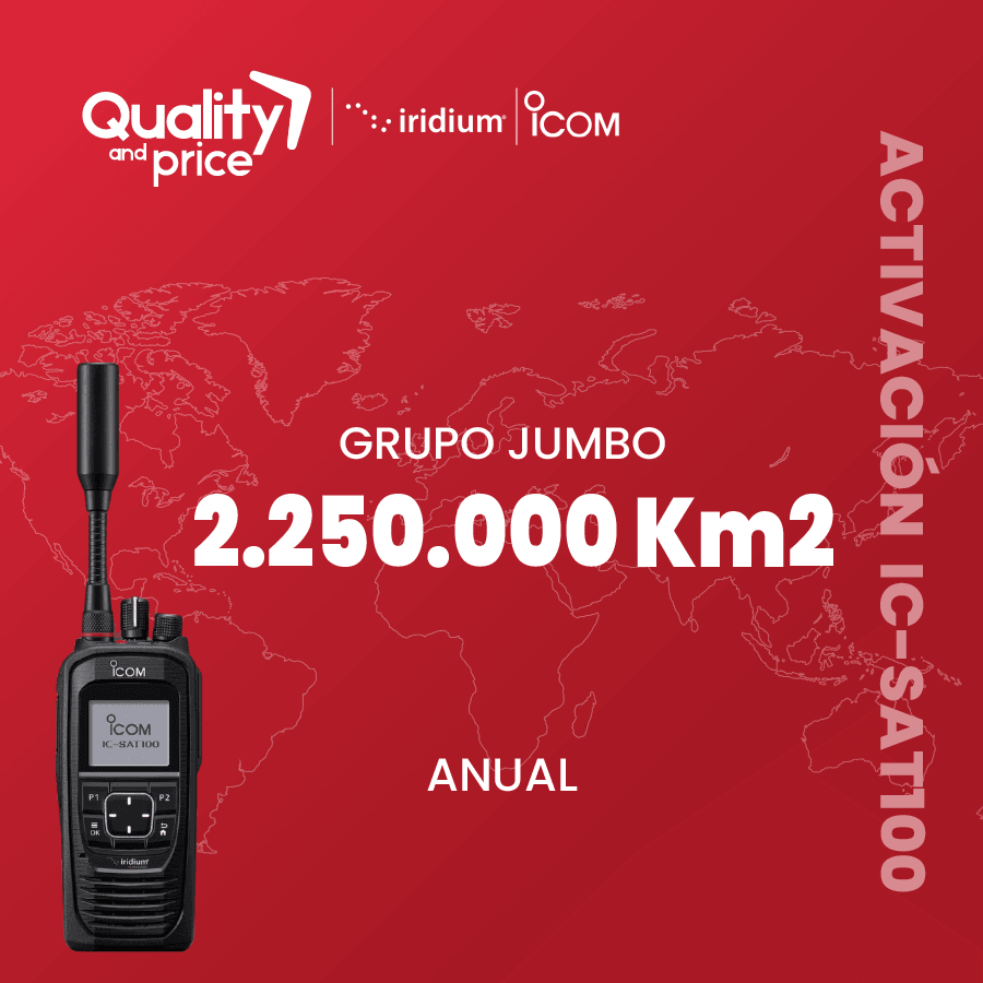 Activación radio satelital IC-SAT100 Grupo Jumbo 2.250.000 Km2