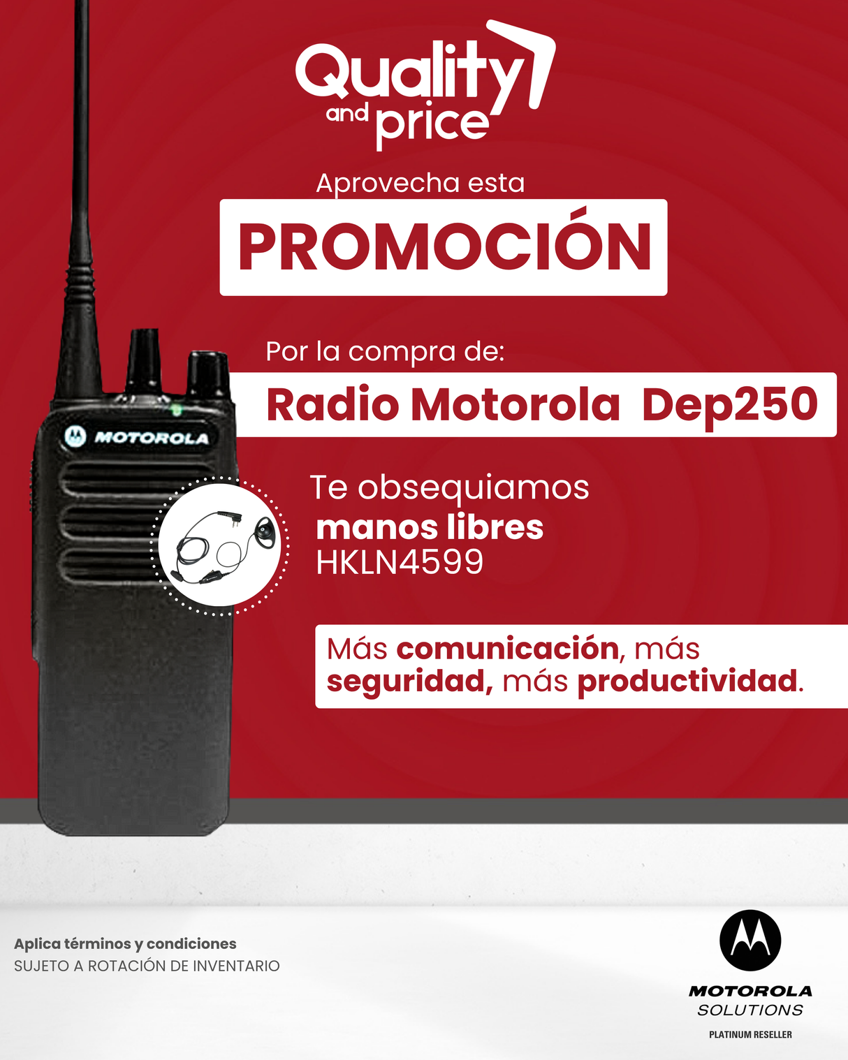 PROMOCIÓN - Compra Radio Motorola Dep250 y te obsequiamos Manos Libres HKLN4599