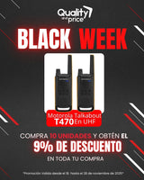PROMOCIÓN BLACK WEEK - Compra 10 Radios Portátil Motorola talkabout T470 en UHF (Kit 2 unidades) y obtén 9% en toda tu compra