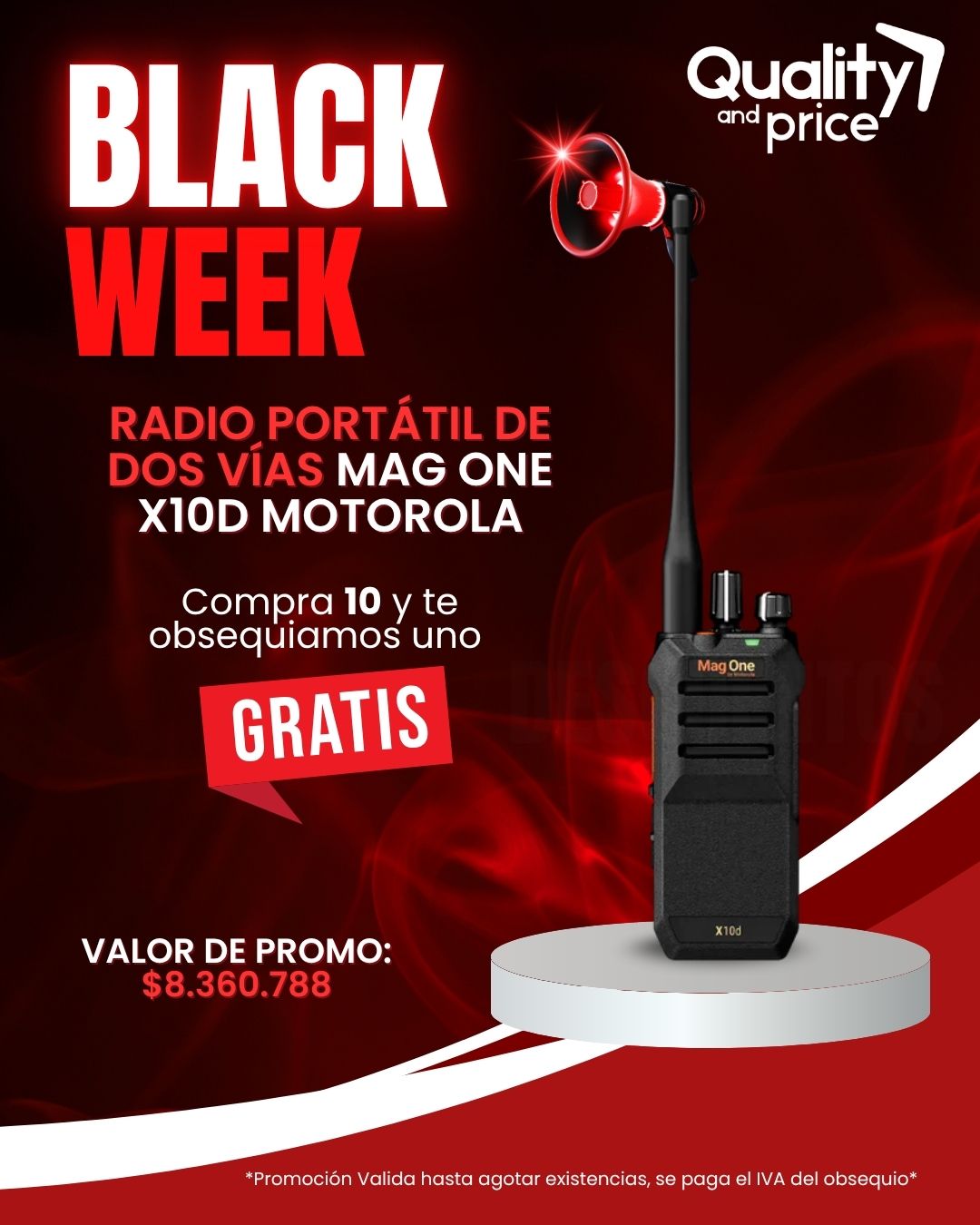 PROMOCIÓN BLACK WEEK - Compra 10 Radios portátiles de dos vías Mag One X10d Motorola y lleva 11 GRATIS