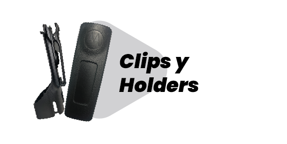 Clips y holders para radios de comunicación Hytera, Motorola y genéricos. Soportes resistentes para un transporte seguro y práctico de tu radio portátil.