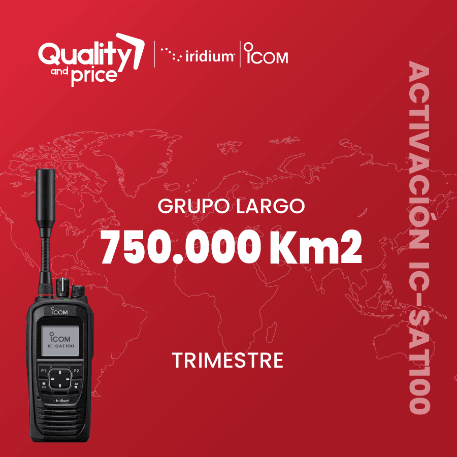 Activación radio satelital IC-SAT100 Grupo Largo 750.000 Km2 - Quality and Price