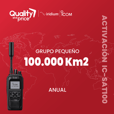 Activación radio satélital IC-SAT100 Grupo pequeño 100.000 Km2
