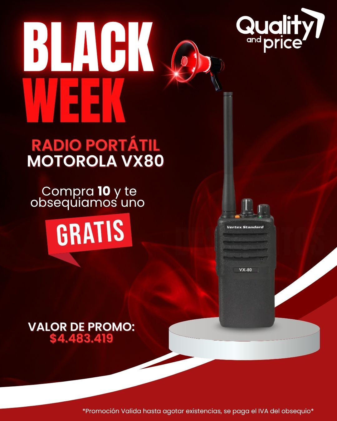 Radio Portátil Motorola VX80 Promoción paga 10 lleva 11